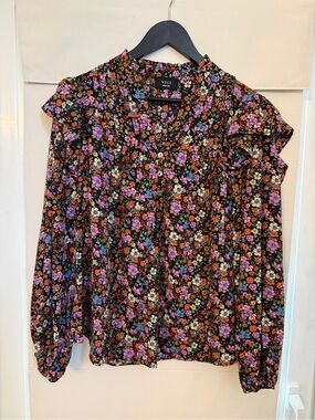 VICI Floral Blouse with Pink, Orange & Purple Blooms